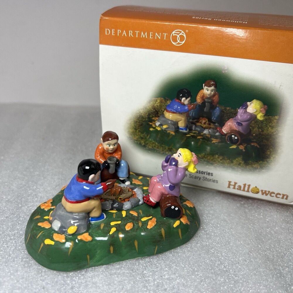 Dept 56 Snow Village Halloween Accessories Campfire Scary Stories 53240 MIB